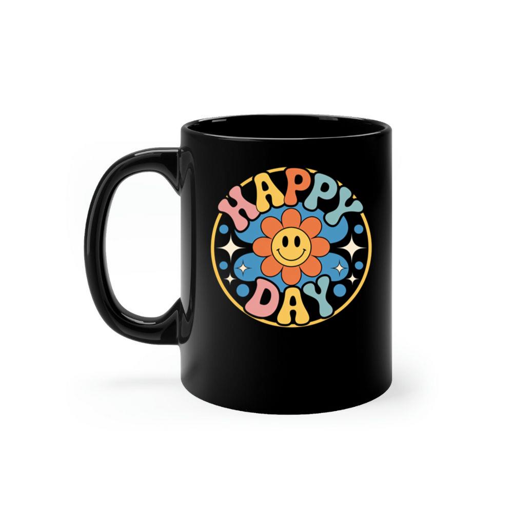 Happy Day Groovy Flower Illustration for a Colorful Retro Look Mug