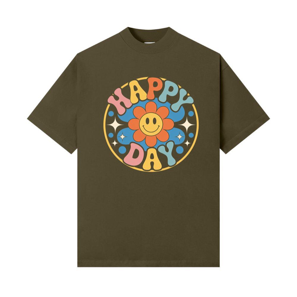 Happy Day Groovy Flower Illustration for a Colorful Retro Look T-Shirt - Image 2