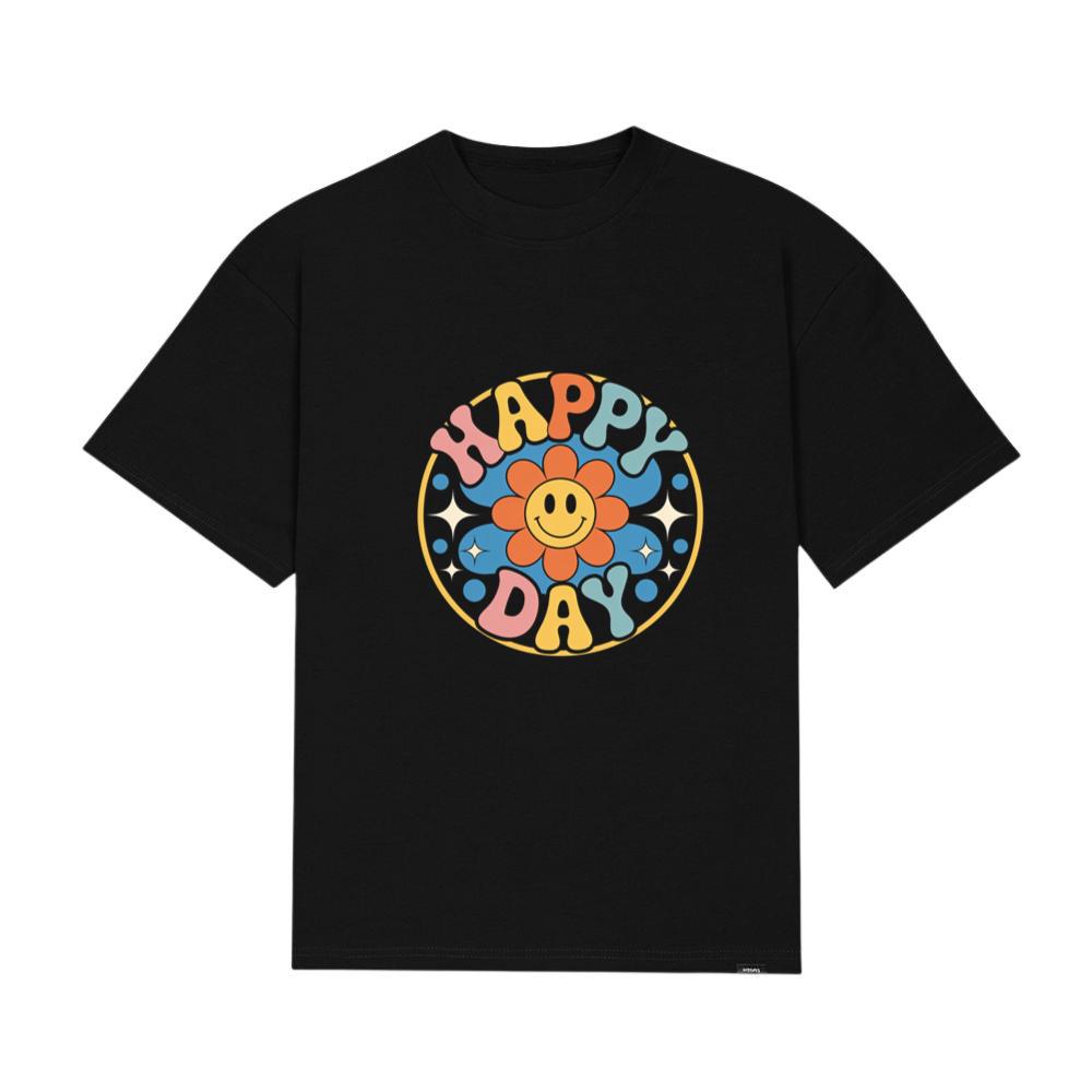 Happy Day Groovy Flower Illustration for a Colorful Retro Look T-Shirt