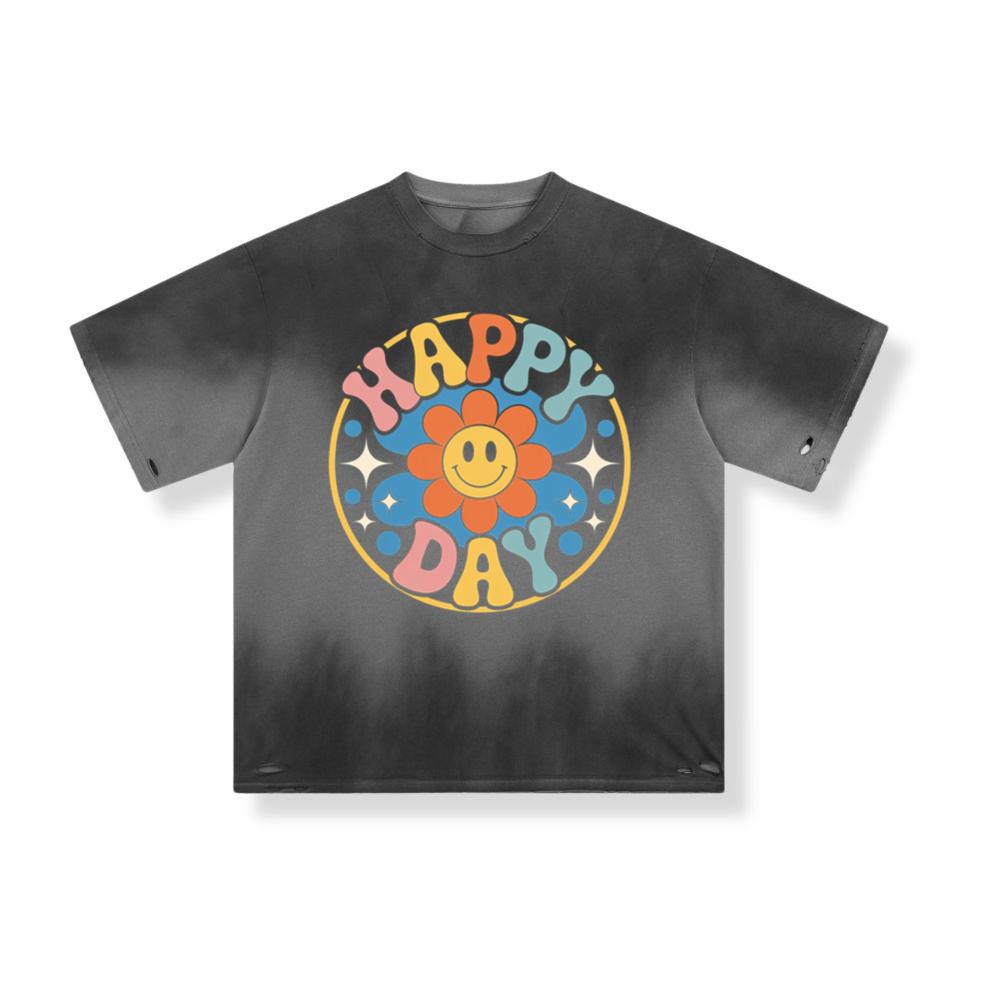 Happy Day Groovy Flower Illustration for a Colorful Retro Look T-Shirt
