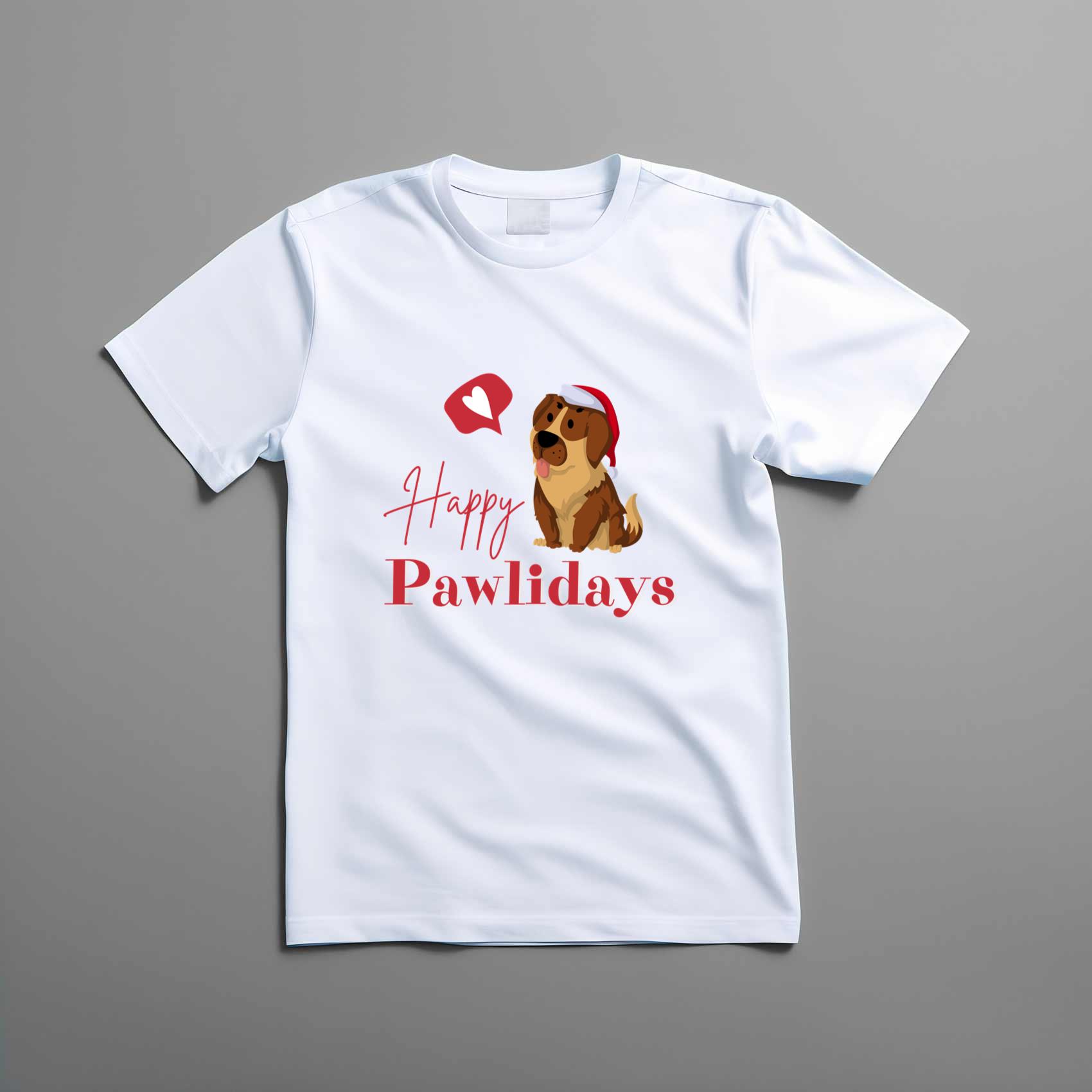 Happy Dogs Happy Pawlidays Cute Animals Top Tee Shirt