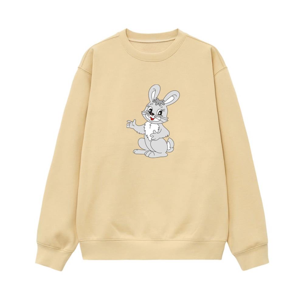 Happy Gray Cartoon Bunny Sweatshirt