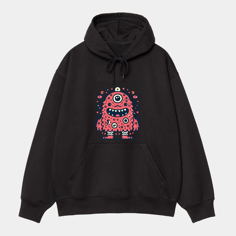 Happy Red Fuzzy Monster Hoodie