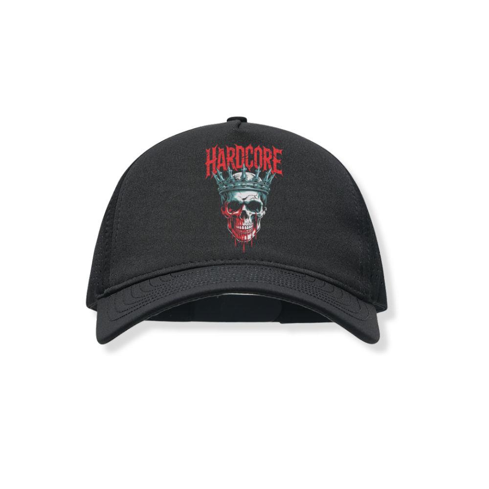 Hardcore Skull King Crown Dark Graphic Black Hat
