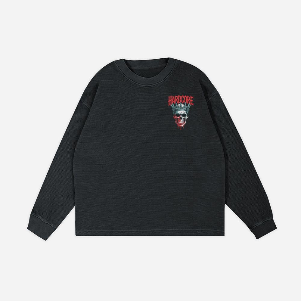 Hardcore Skull King Crown Dark Graphic Sweatshirt