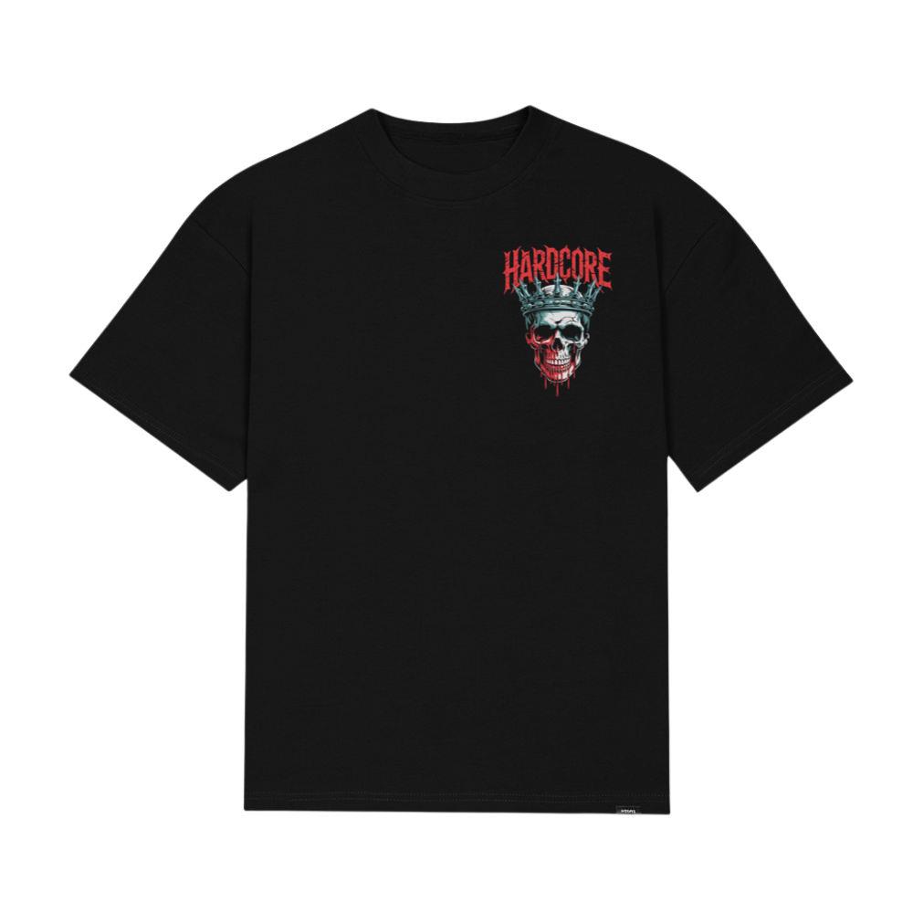 Hardcore Skull King Crown Dark Graphic T-Shirt