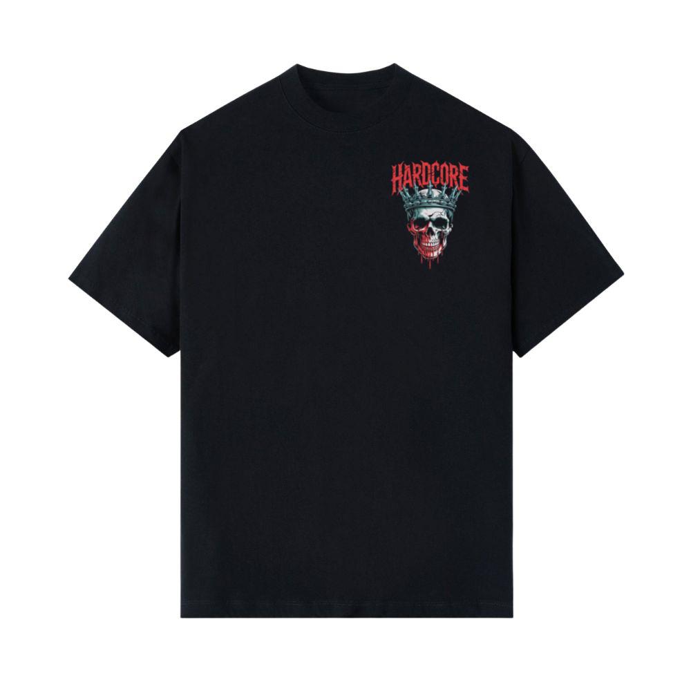Hardcore Skull King Crown Dark Graphic T-Shirt