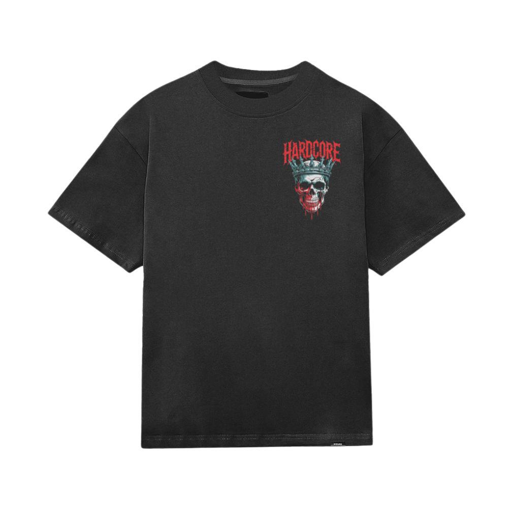 Hardcore Skull King Crown Dark Graphic T-Shirt - Image 3