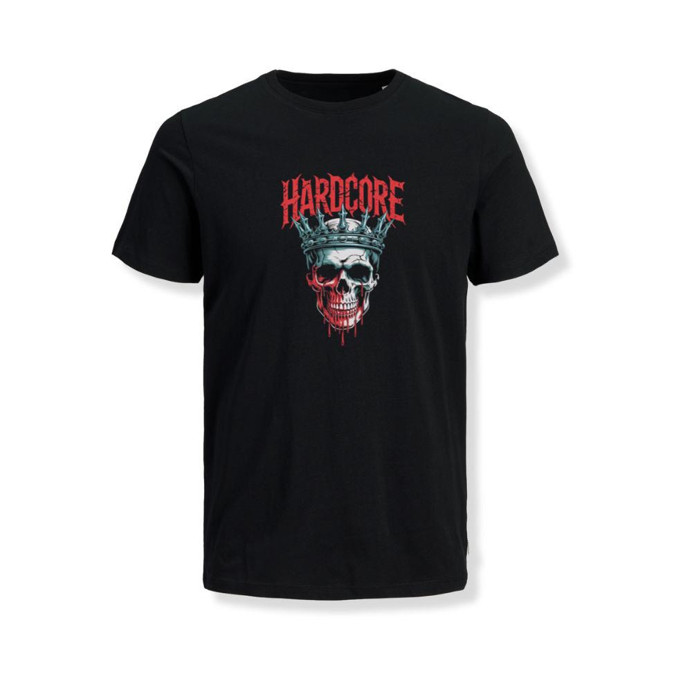 Hardcore Skull King Crown Dark Graphic T-Shirt