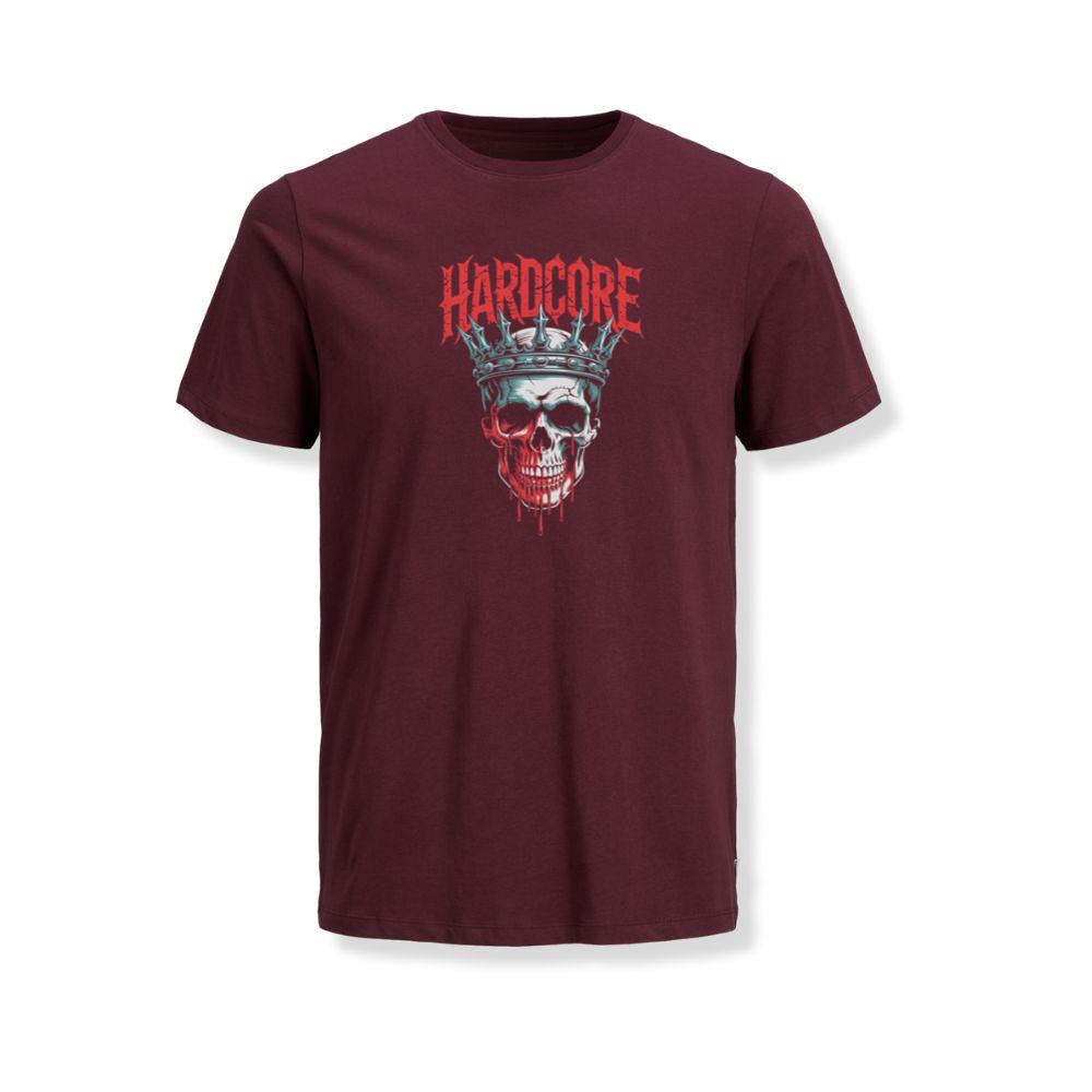 Hardcore Skull King Crown Dark Graphic T-Shirt - Image 3