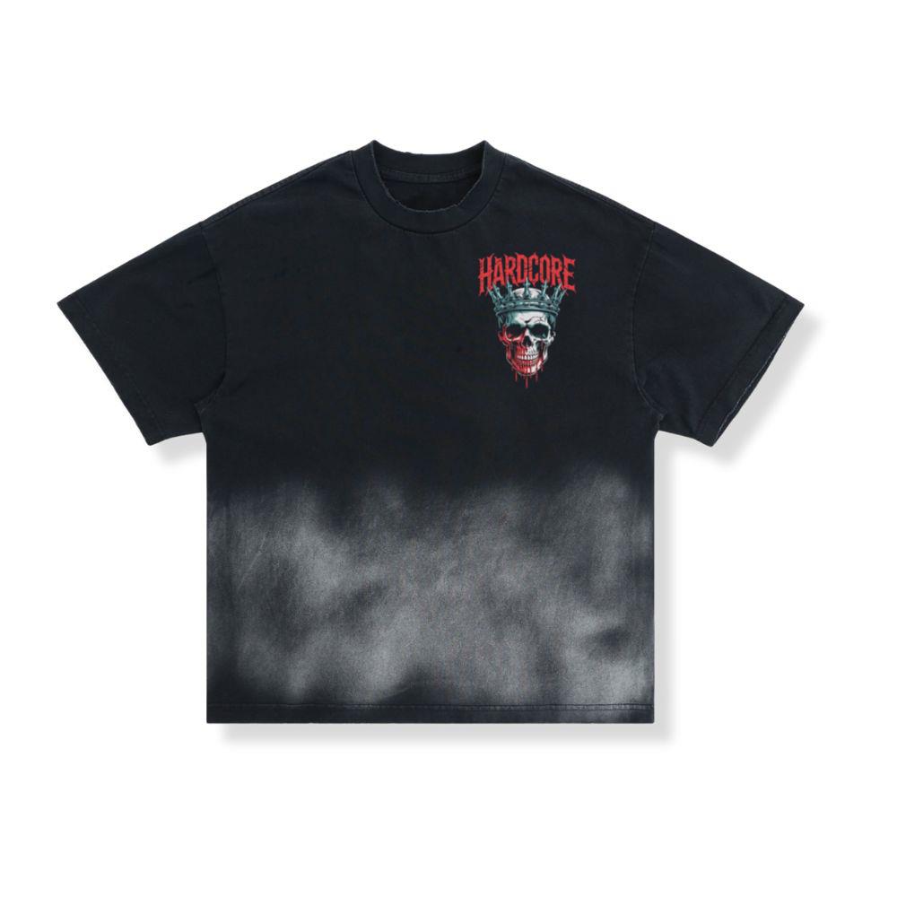 Hardcore Skull King Crown Dark Graphic T-Shirt