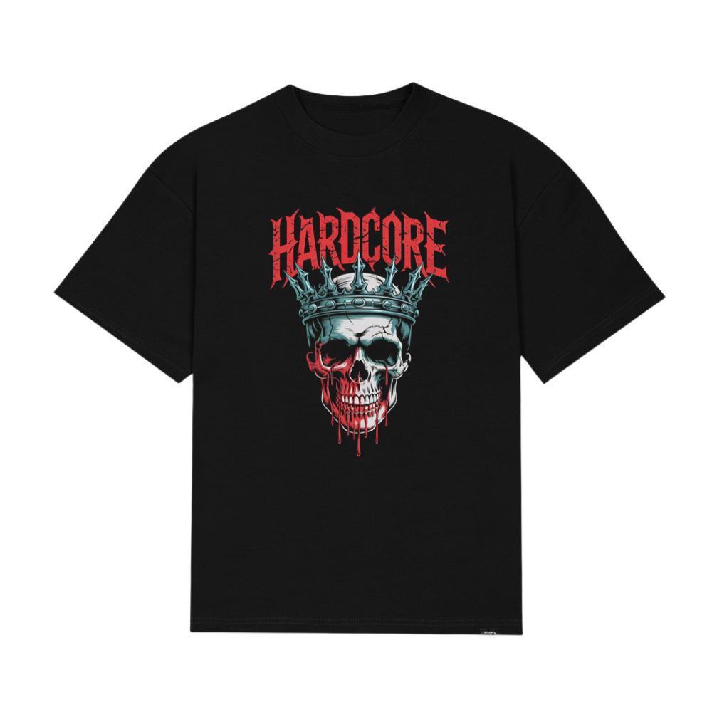 Hardcore Skull King Crown Dark Graphic T-Shirt