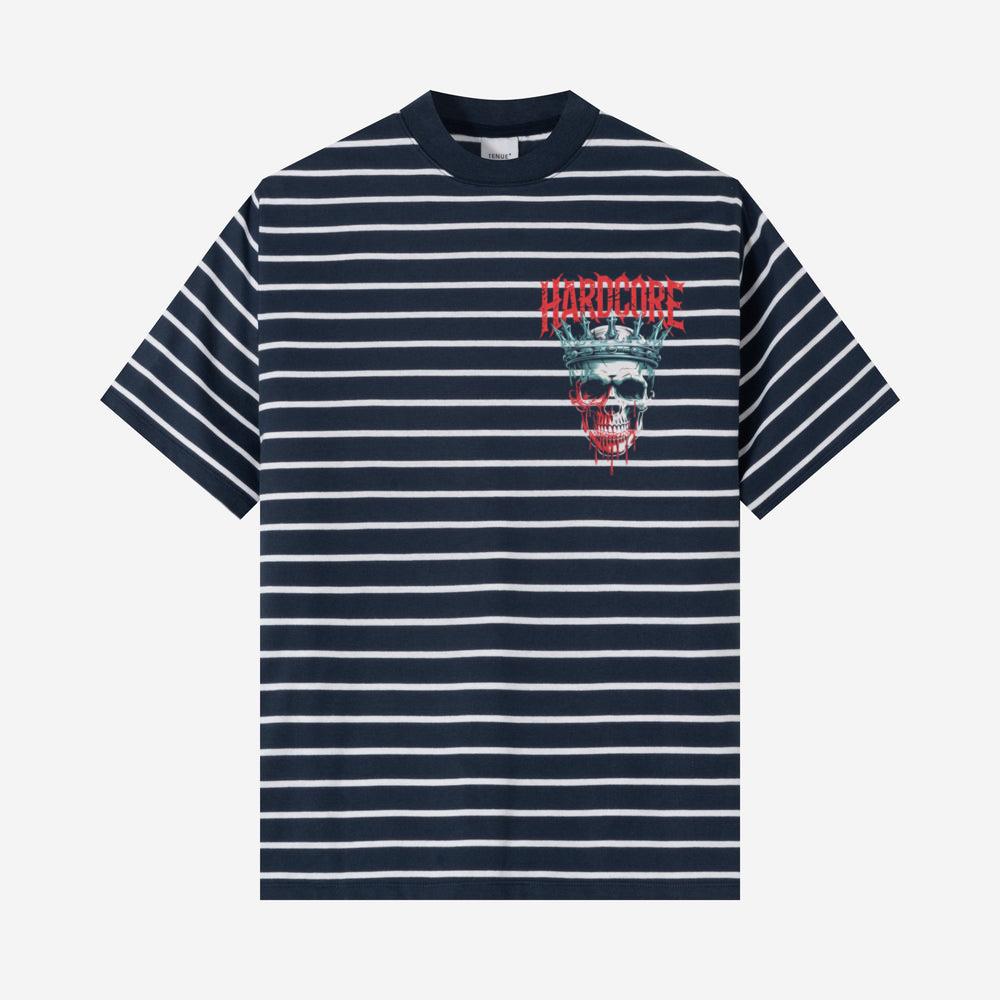 Hardcore Skull King Crown Dark Graphic T-Shirt
