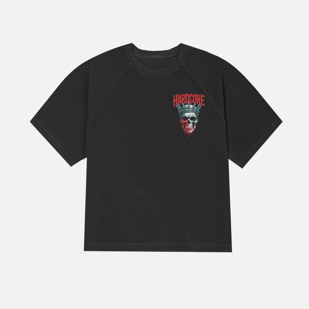 Hardcore Skull King Crown Dark Graphic T-Shirt