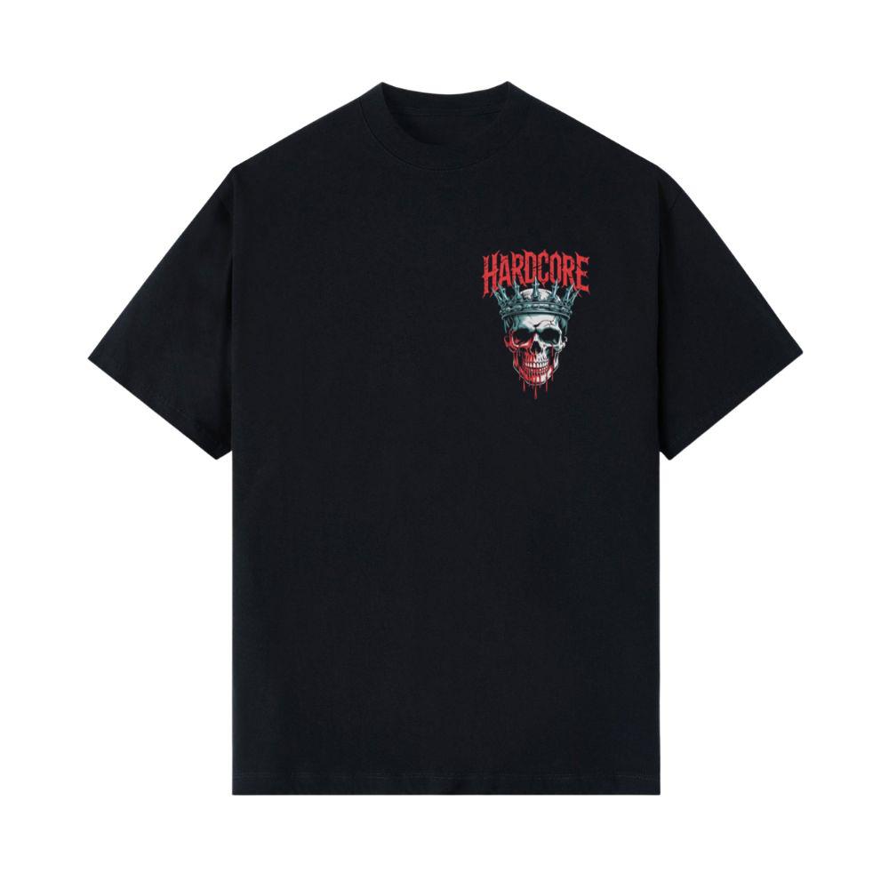 Hardcore Skull King Crown Dark Graphic T-Shirts
