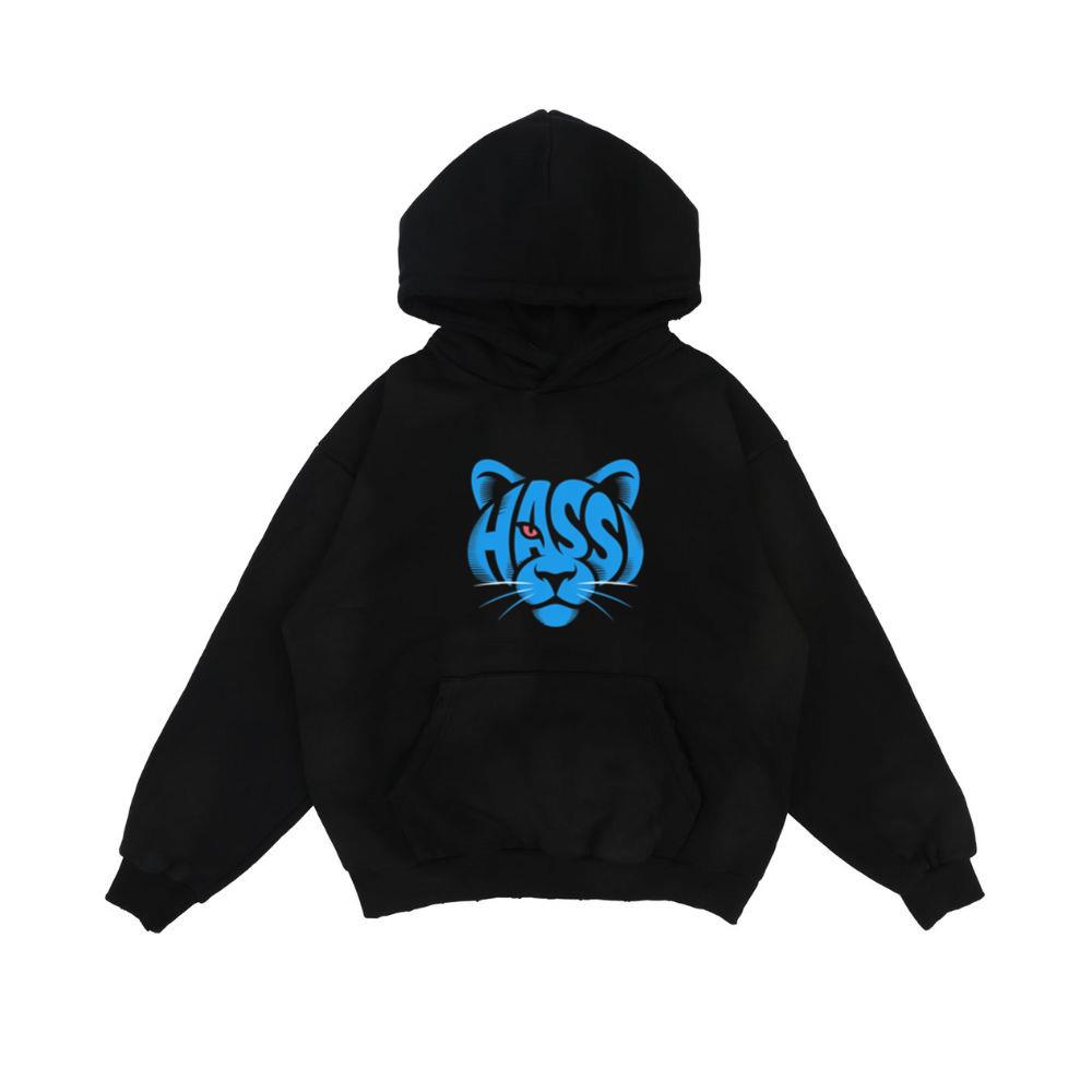 Hass Blue Panther Retro Animal Graphic Hoodie