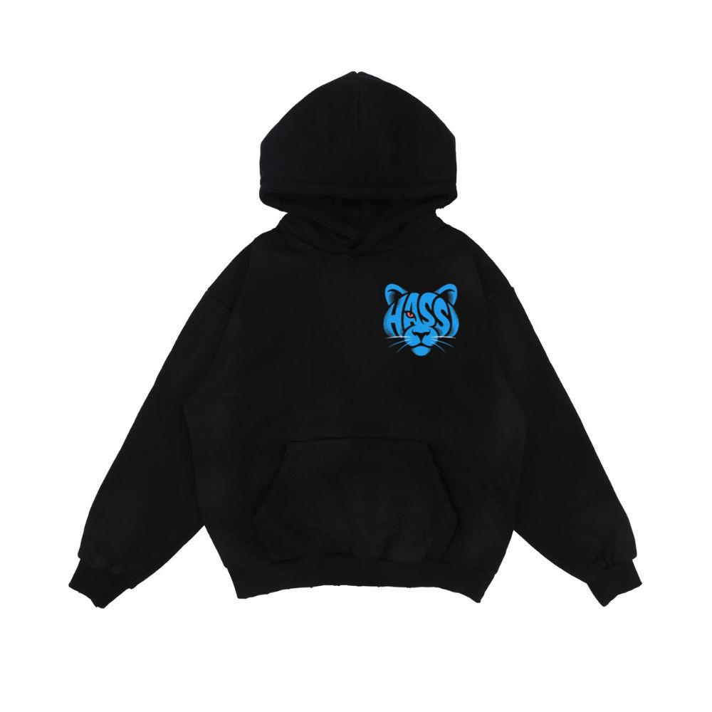 Hass Blue Panther Retro Animal Graphic Hoodie