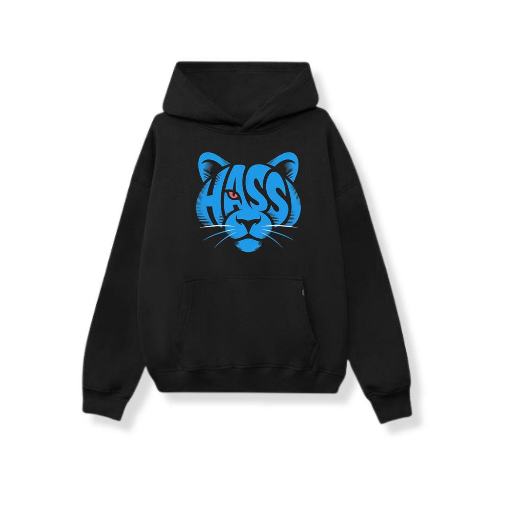 Hass Blue Panther Retro Animal Graphic Hoodie