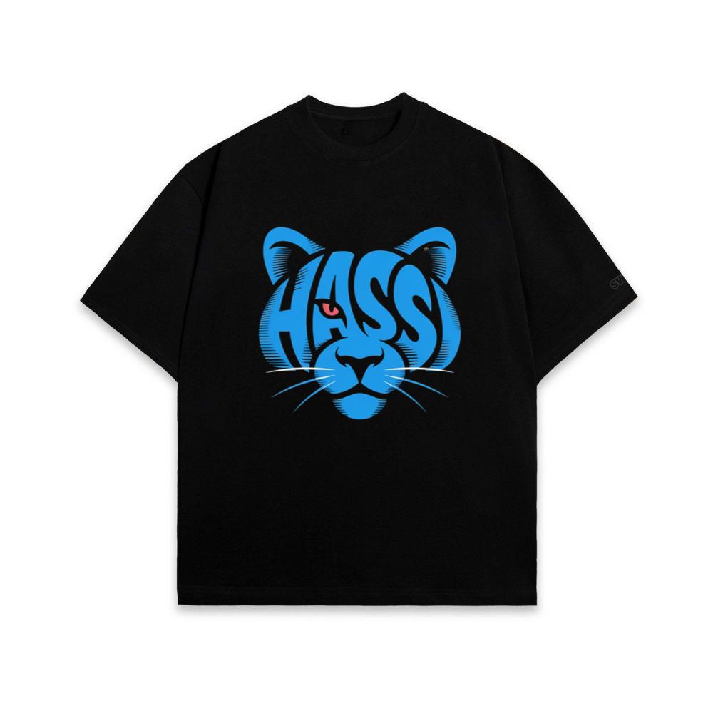 Hass Blue Panther Retro Animal Graphic T-Shirt