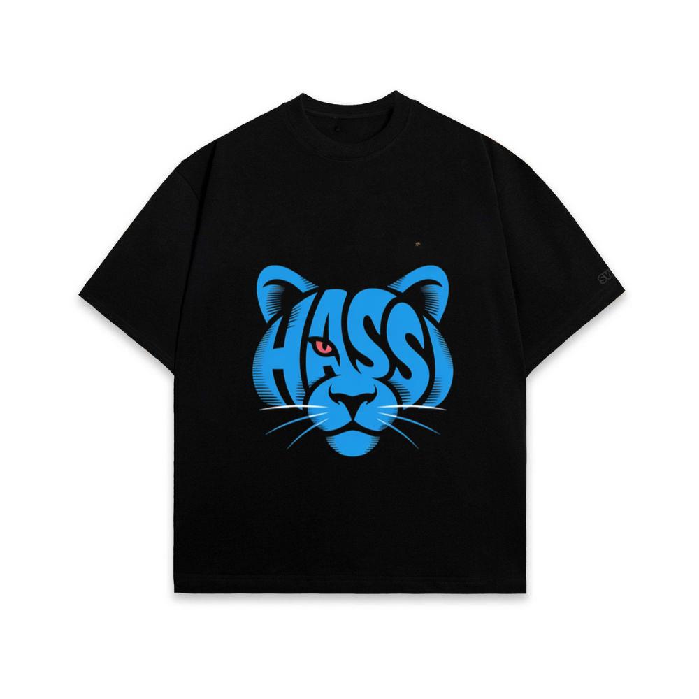 Hass Blue Panther Retro Animal Graphic T-Shirt