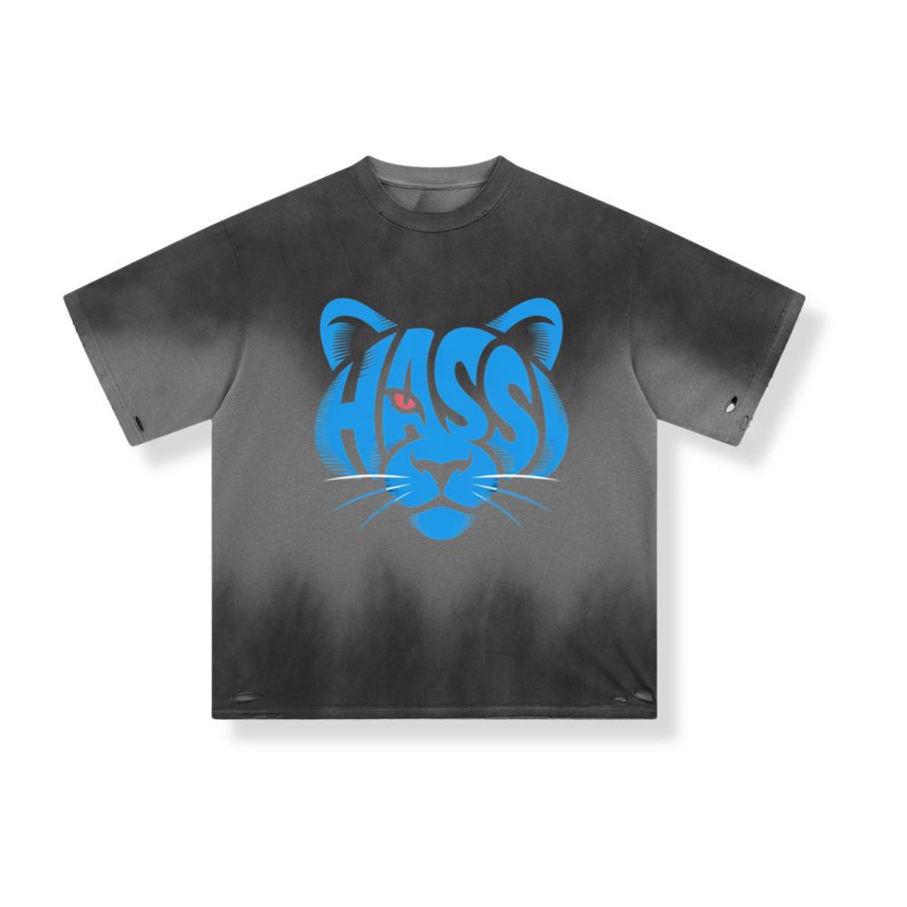 Hass Blue Panther Retro Animal Graphic T-Shirt