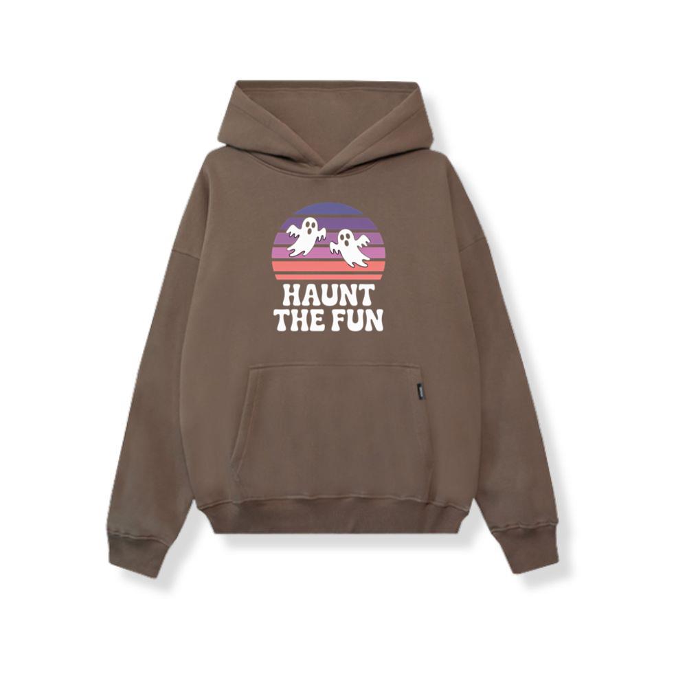 Haunt the Fun Ghost Sunset Retro Cartoon Design Hoodie - Image 3