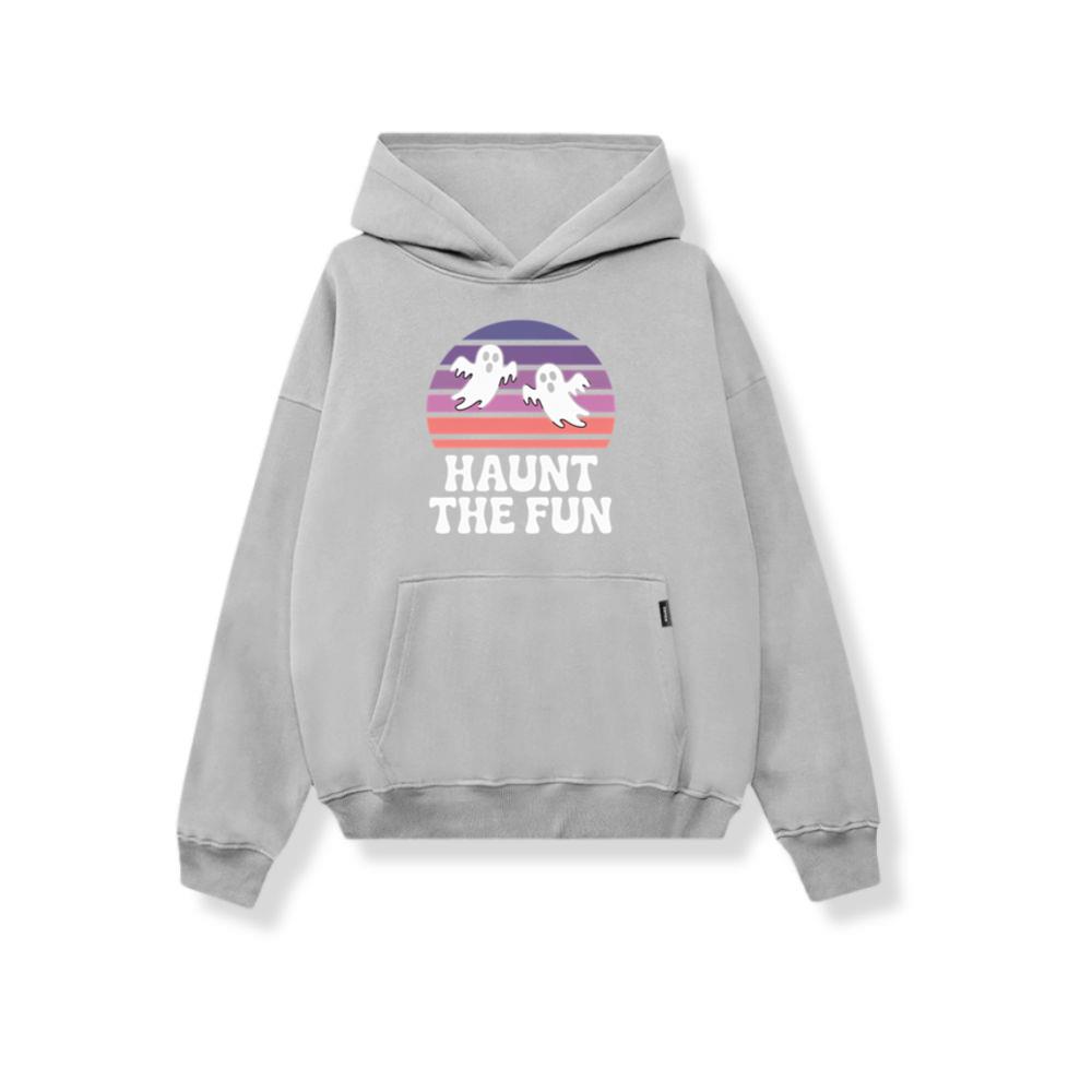 Haunt the Fun Ghost Sunset Retro Cartoon Design Hoodie - Image 3