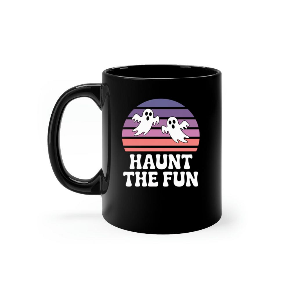 Haunt the Fun Ghost Sunset Retro Cartoon Design Mug