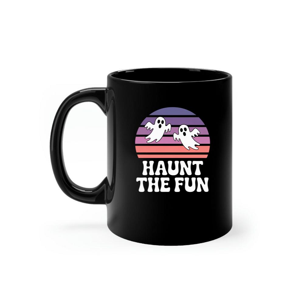 Haunt the Fun Ghost Sunset Retro Cartoon Design Mug