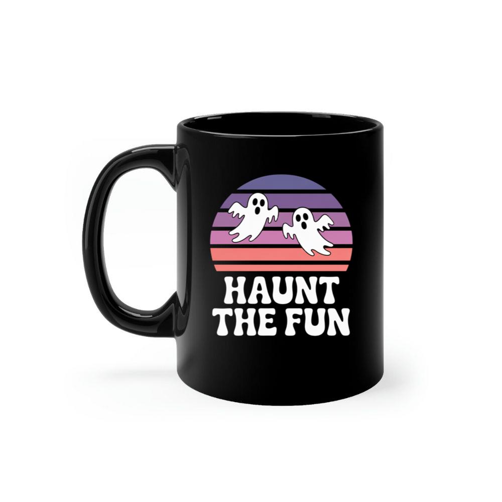 Haunt the Fun Ghost Sunset Retro Cartoon Design Mug