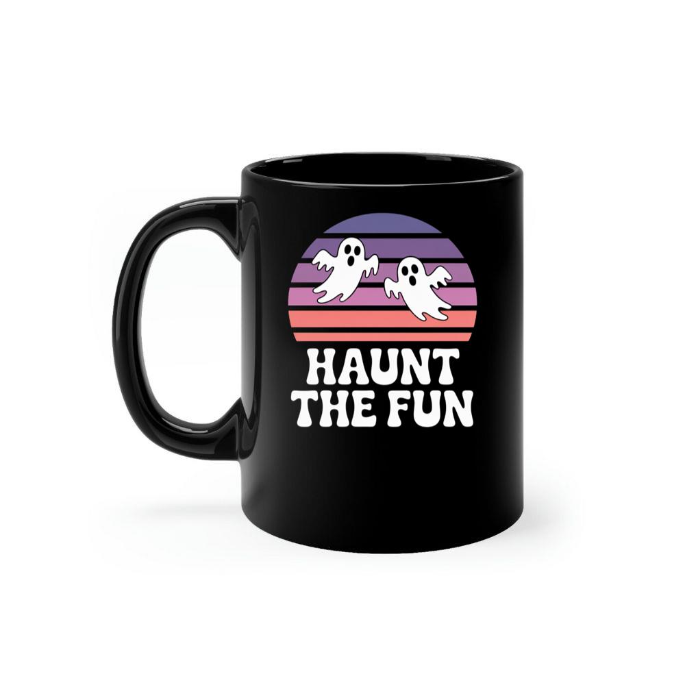 Haunt the Fun Ghost Sunset Retro Cartoon Design Mug