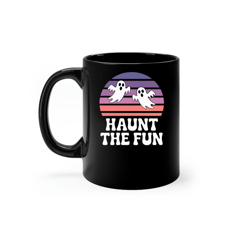 Haunt the Fun Ghost Sunset Retro Cartoon Design Mug