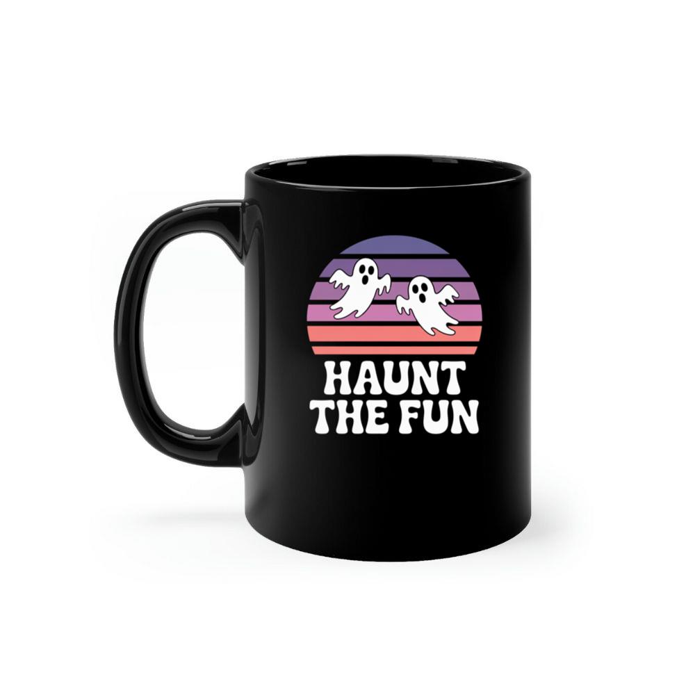 Haunt the Fun Ghost Sunset Retro Cartoon Design Mug
