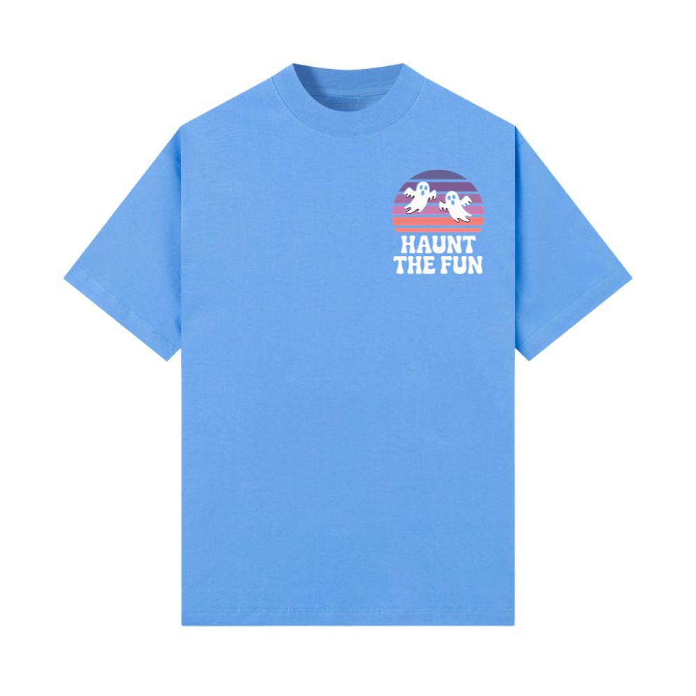 Haunt the Fun Ghost Sunset Retro Cartoon Design T-Shirt - Image 3