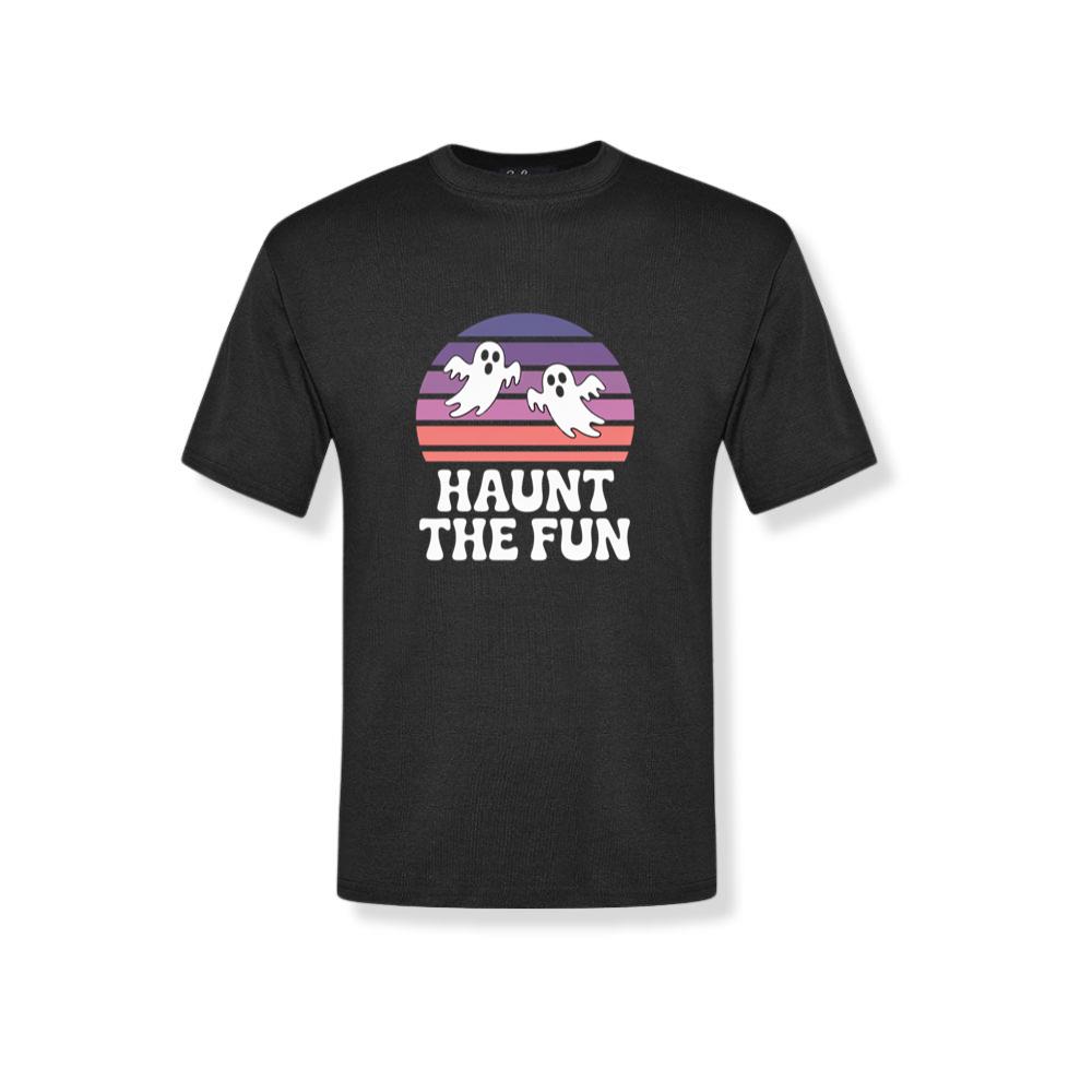 Haunt the Fun Ghost Sunset Retro Cartoon Design T-Shirt