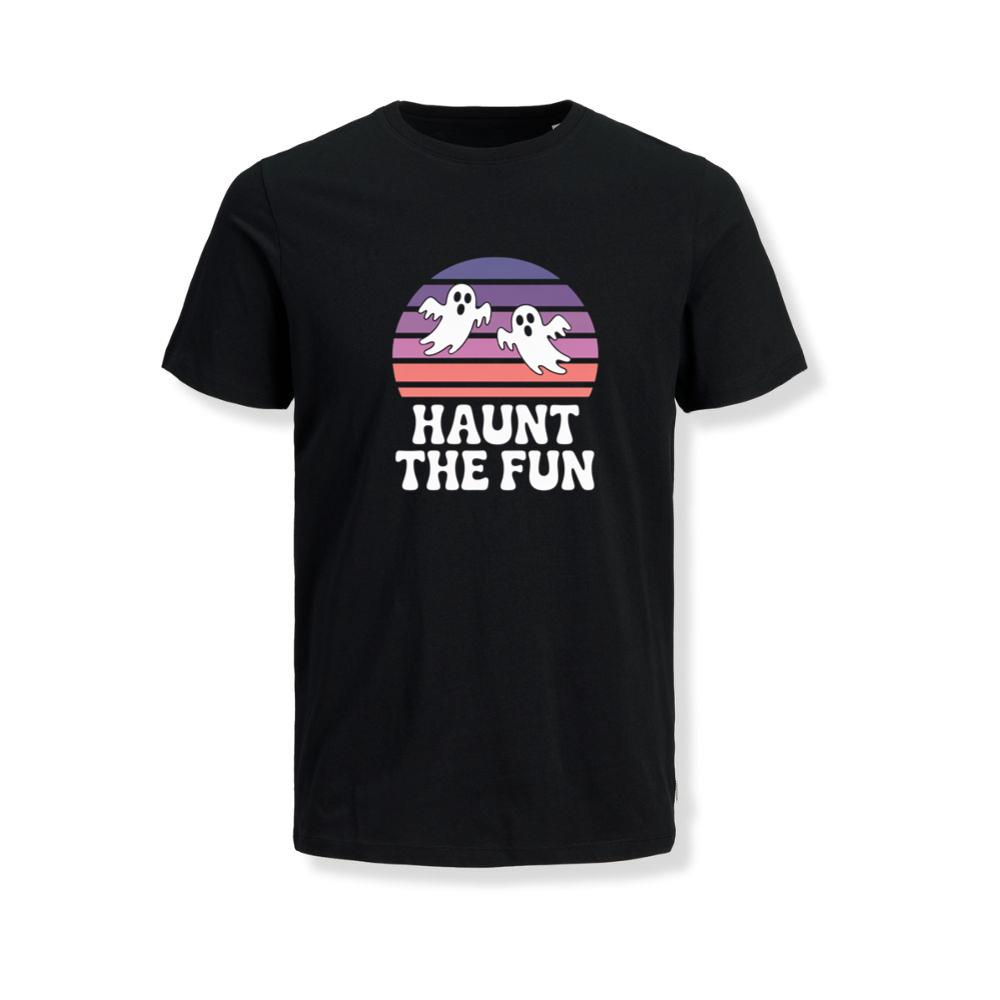 Haunt the Fun Ghost Sunset Retro Cartoon Design T-Shirt
