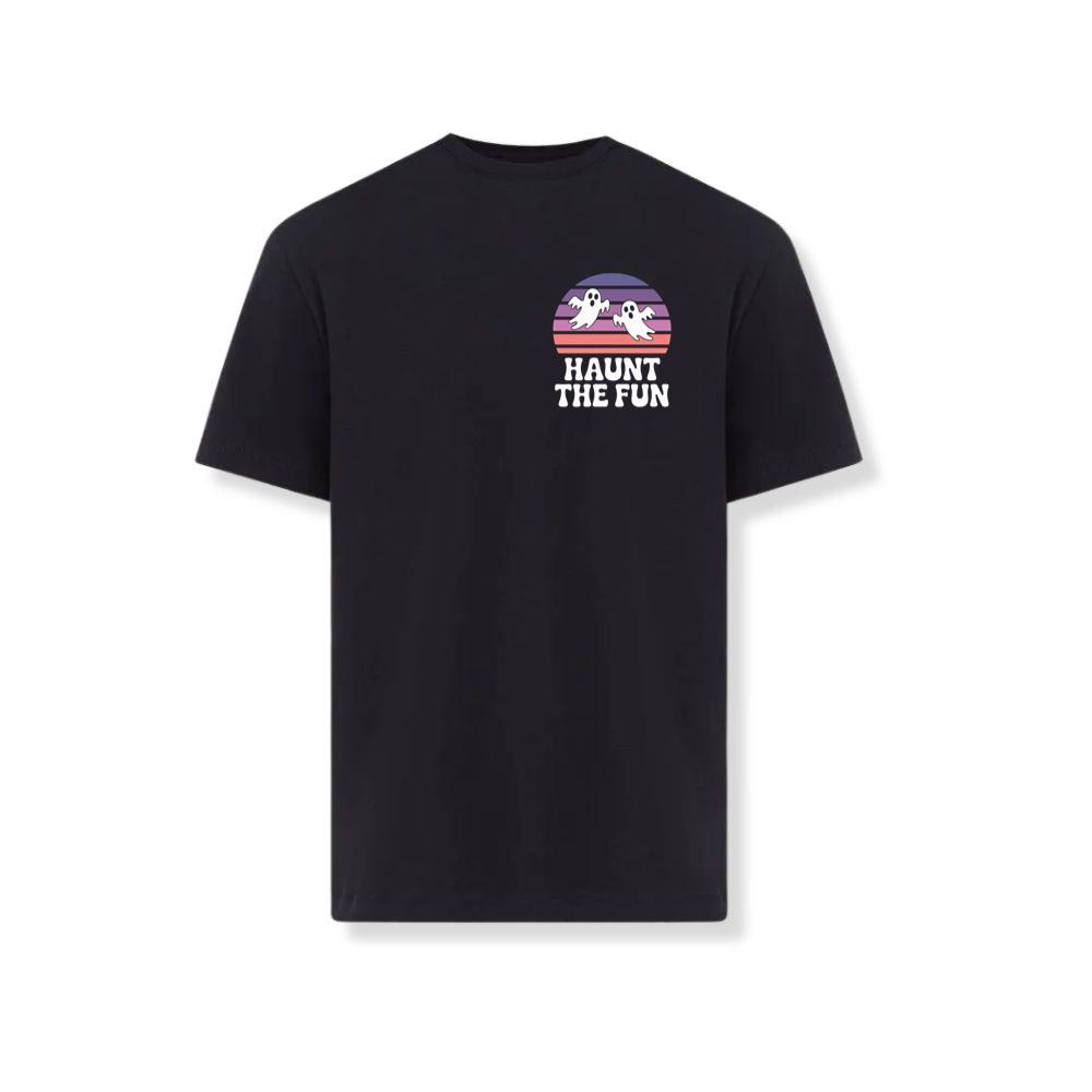 Haunt the Fun Ghost Sunset Retro Cartoon Design T-Shirt
