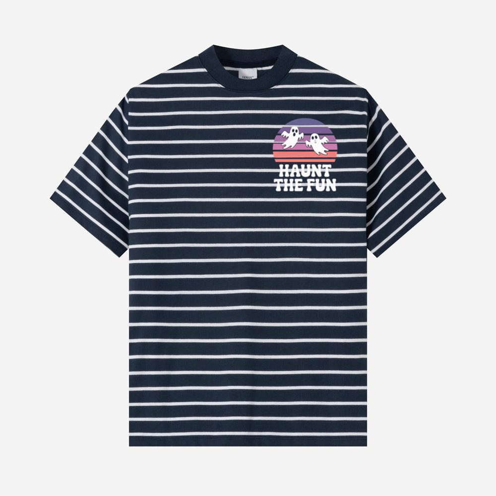 Haunt the Fun Ghost Sunset Retro Cartoon Design T-Shirt