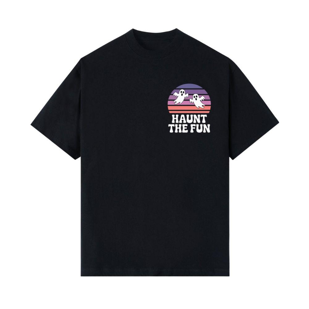 Haunt the Fun Ghost Sunset Retro Cartoon Design T-Shirts