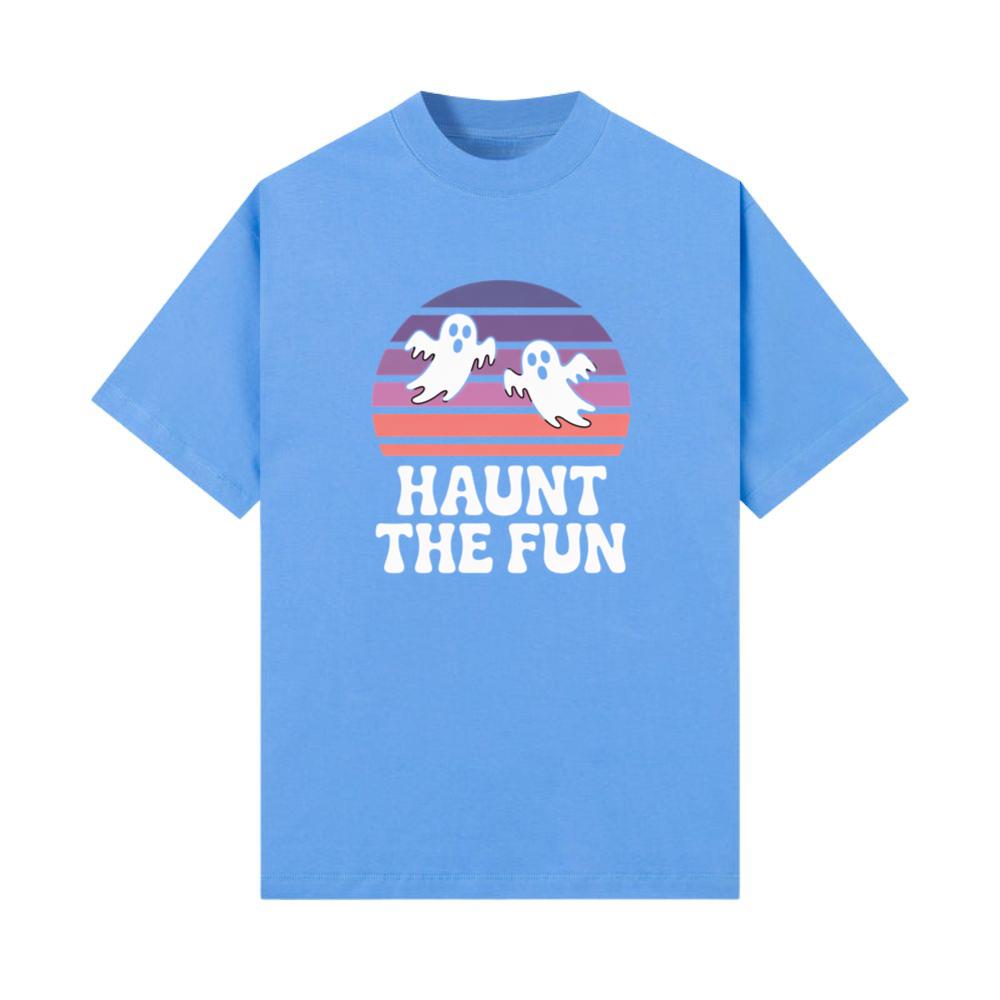 Haunt the Fun Ghost Sunset Retro Cartoon Design T-Shirts
