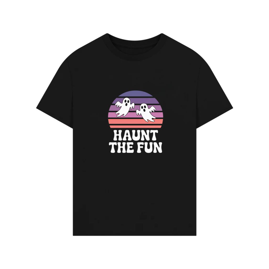 Haunt the Fun Ghost Sunset Retro Cartoon Design T-Shirts