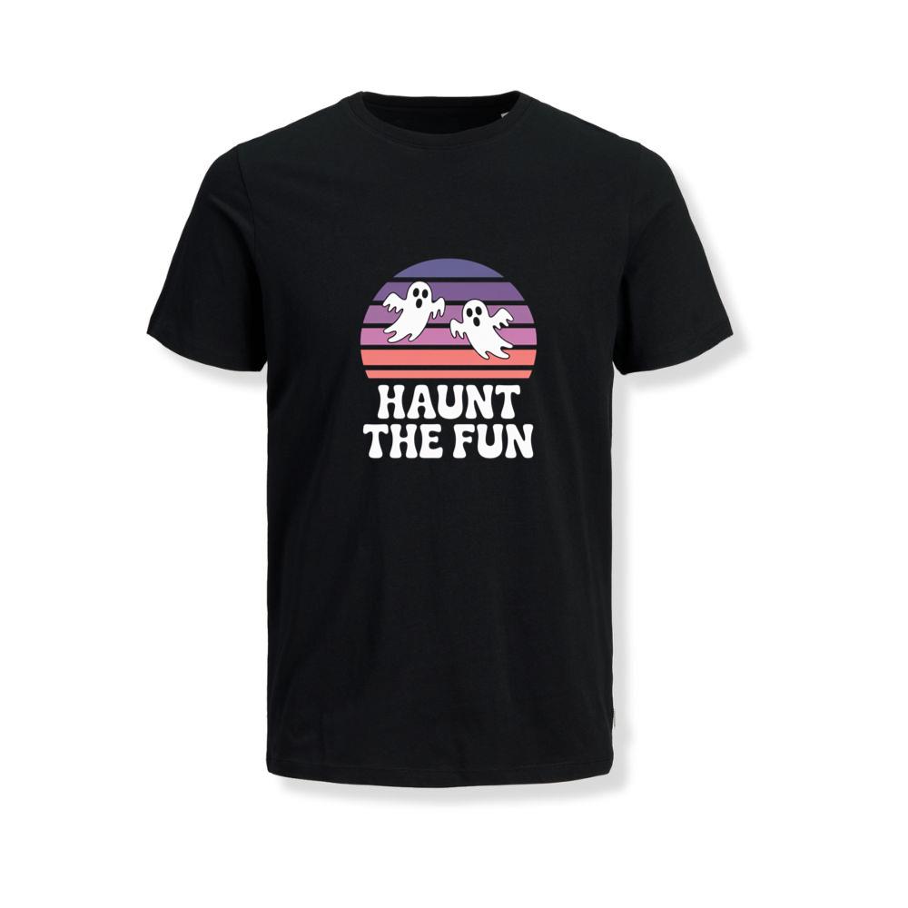 Haunt the Fun Ghost Sunset Retro Cartoon Design T-Shirts