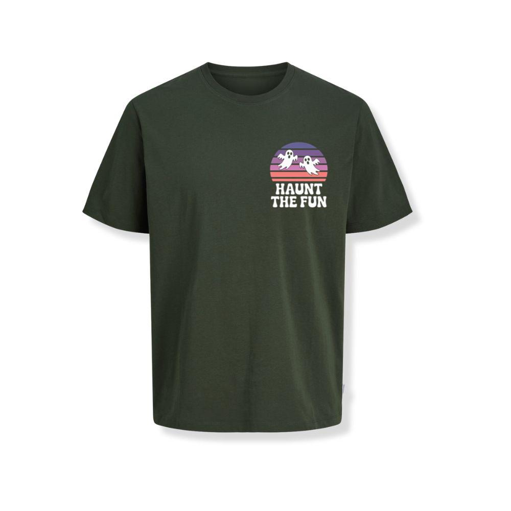 Haunt the Fun Ghost Sunset Retro Cartoon Design T-Shirts
