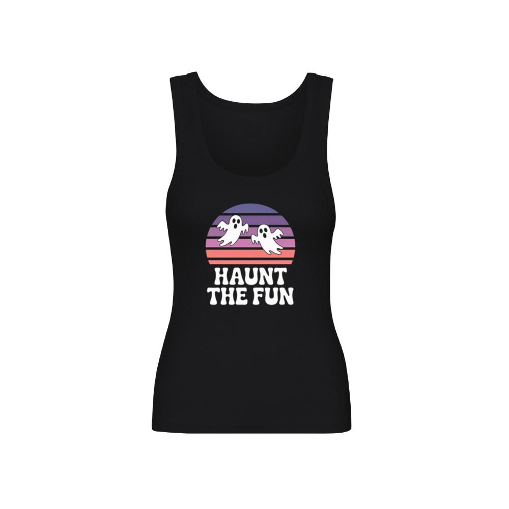 Haunt the Fun Ghost Sunset Retro Cartoon Design TankTop 