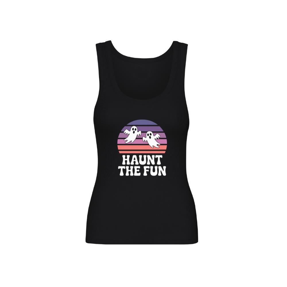 Haunt the Fun Ghost Sunset Retro Cartoon Design TankTop 