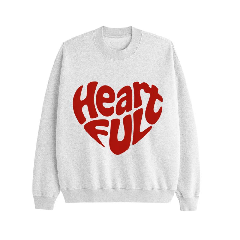 Heart Full Retro Typography Love Graphic Sweatshirt
