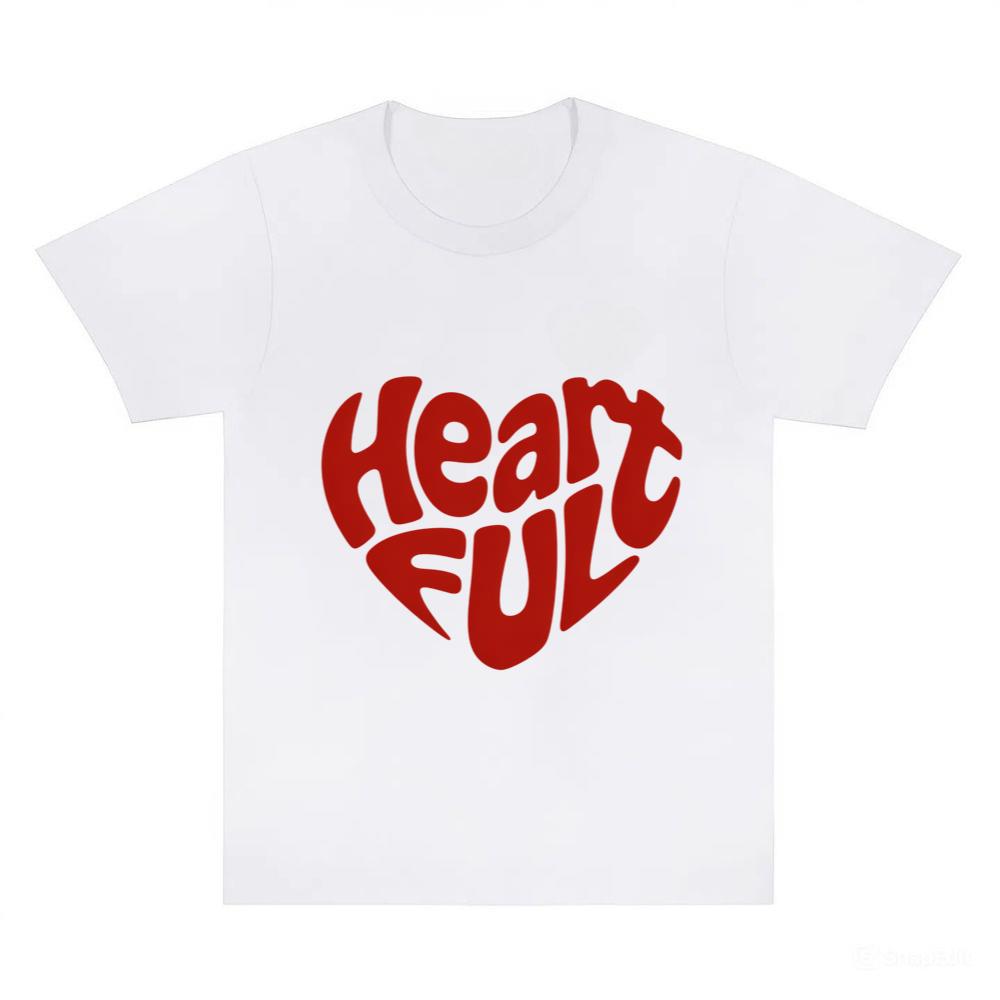 Heart Full Retro Typography Love Graphic T-Shirts