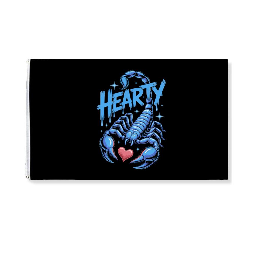 Hearty Skeleton Hand Heart Sign Graphic Flag