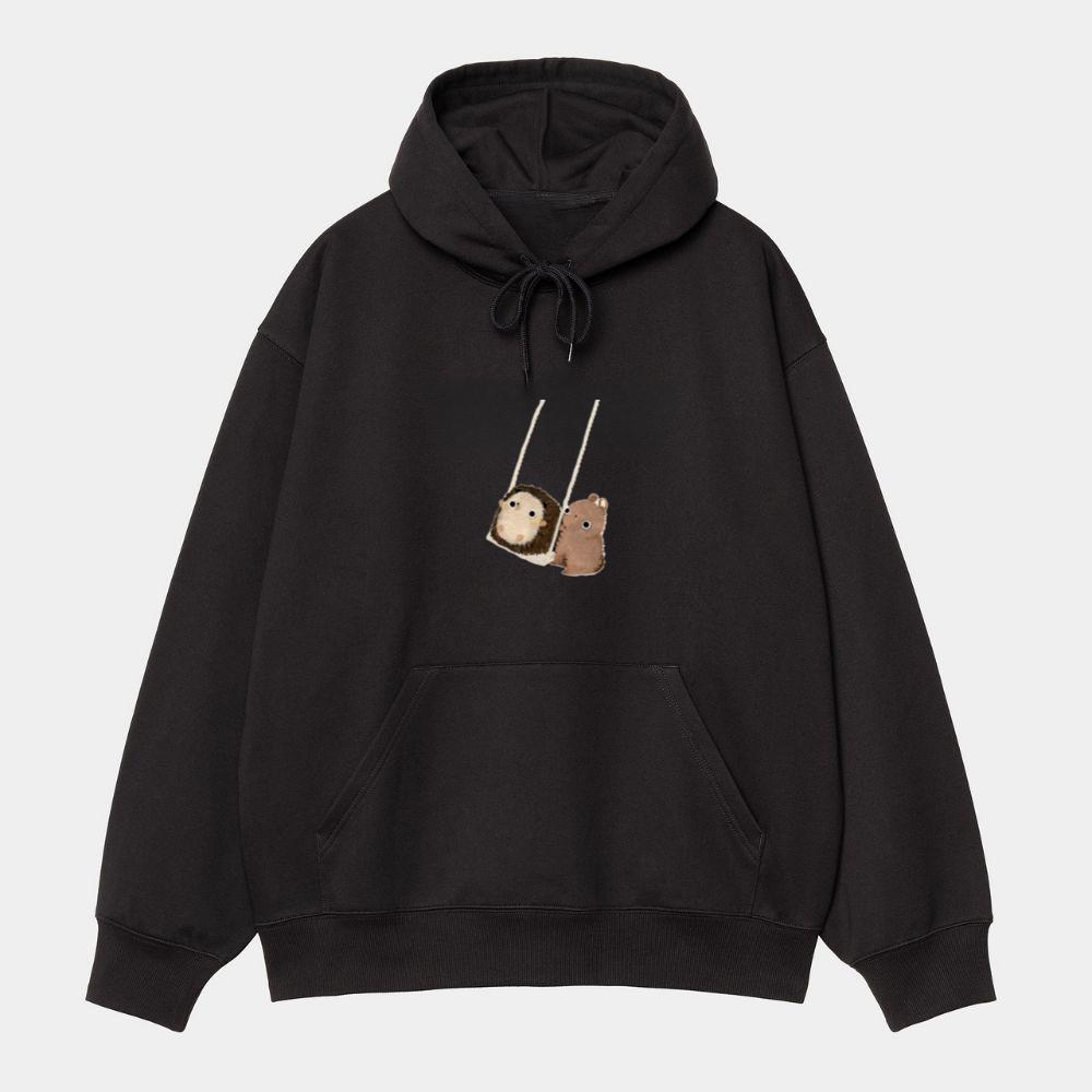 Hedgehog and Bear on a Swing Hoodie