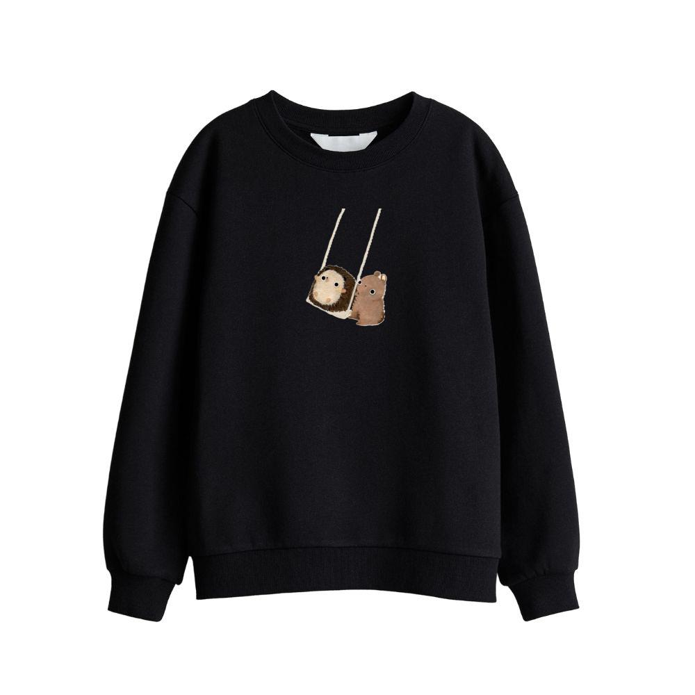 Hedgehog and Bear on a Swing Sweatshirts